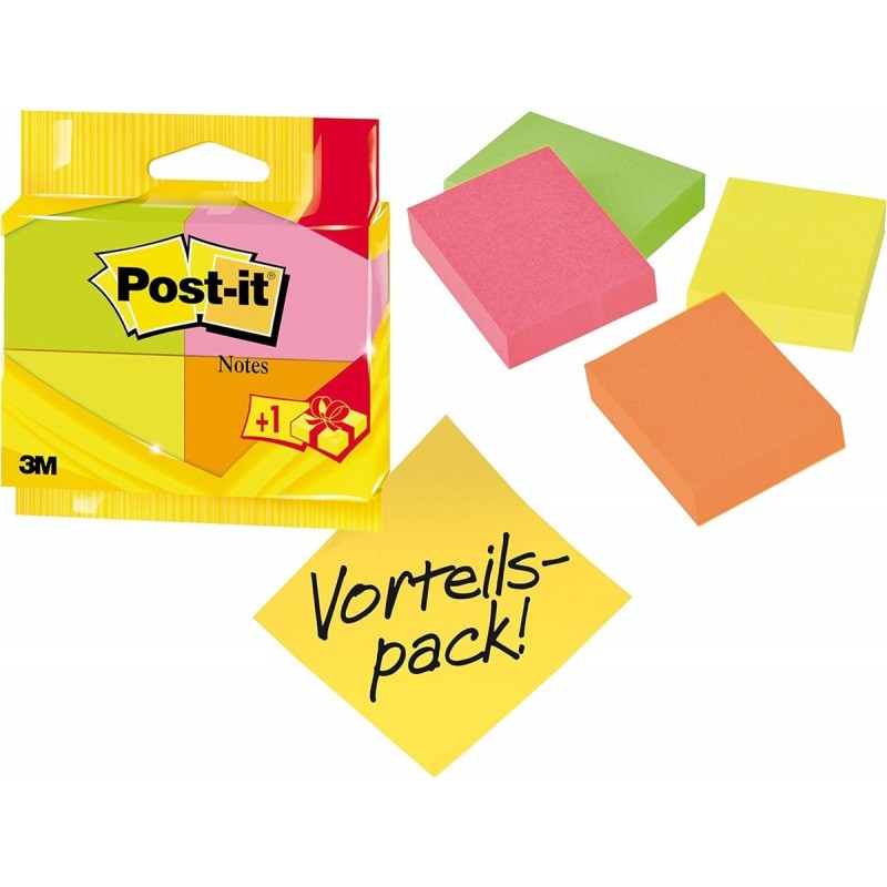 Bloczek samoprzylepny POST-IT 38x51mm 4x100kartek mix kolorów 510080524 3M