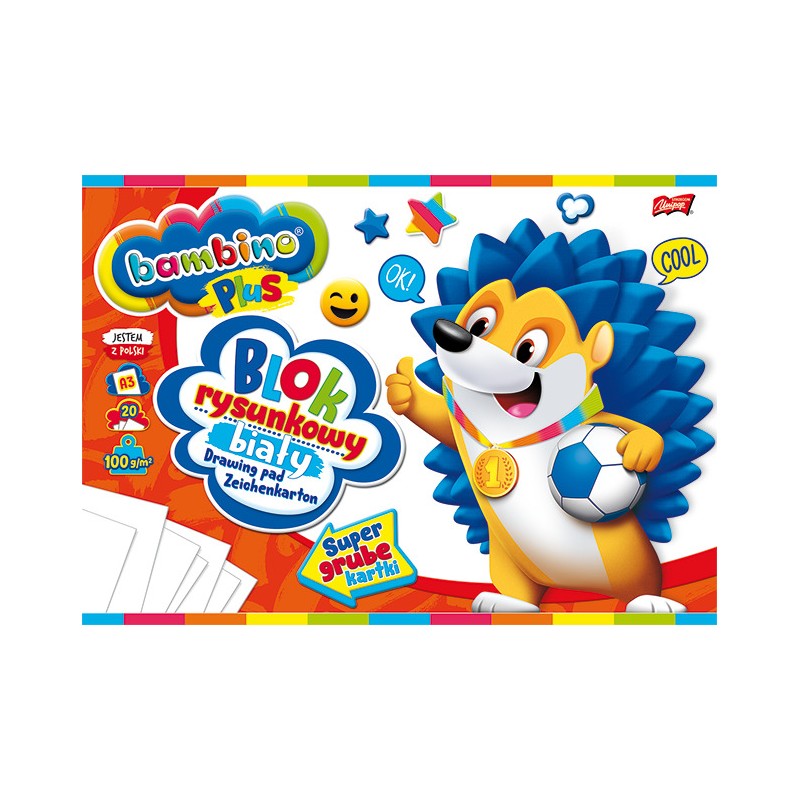 Blok rysunkowy A3 biały 100g. 20kartek BAMBINO