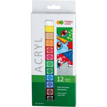 Farba akrylowa HOBBY zestaw 12 kolorów, 12ml HA 7370 0012-H12 HAPPY COLOR