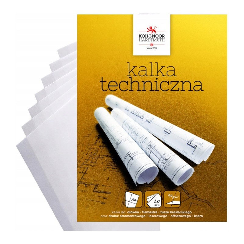Kalka kreślarska techniczna A4 90g. 20 arkuszy KAL-DA492A KOH-I-NOOR