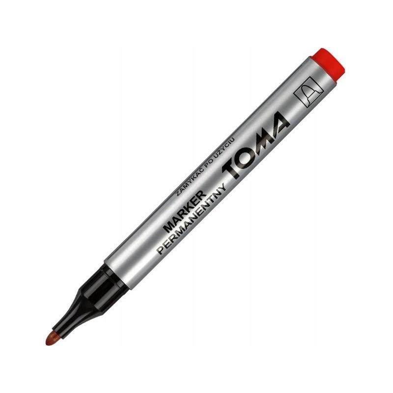 Marker permanentny czerwony, okrągła końcówka TO-090 TOMA