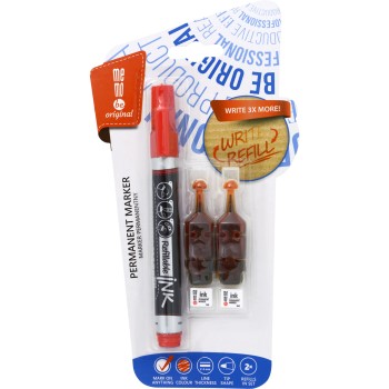 Marker permanentny MEMOBE + 2 ampułki, okrągła końcówka, czerwony MM011-05