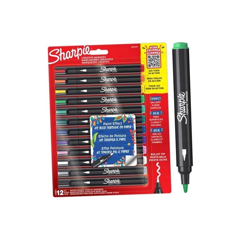 Markery artystyczne, akrylowe SHARPIE (12 kolorów) 2201070