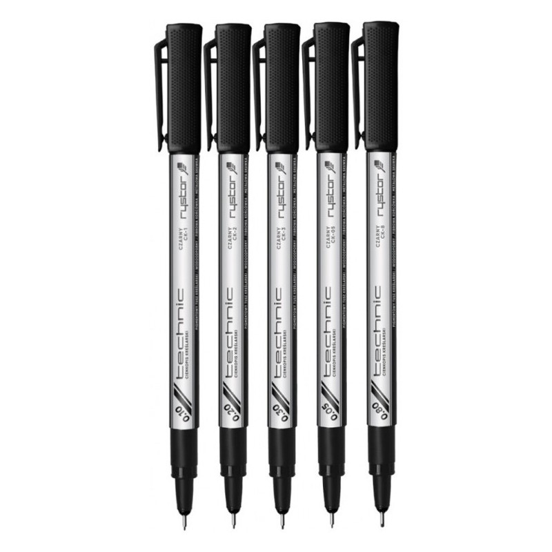 Komplet cienkopisów kreślarskich 0.1-0.8mm. 5szt. 403-527 RYSTOR