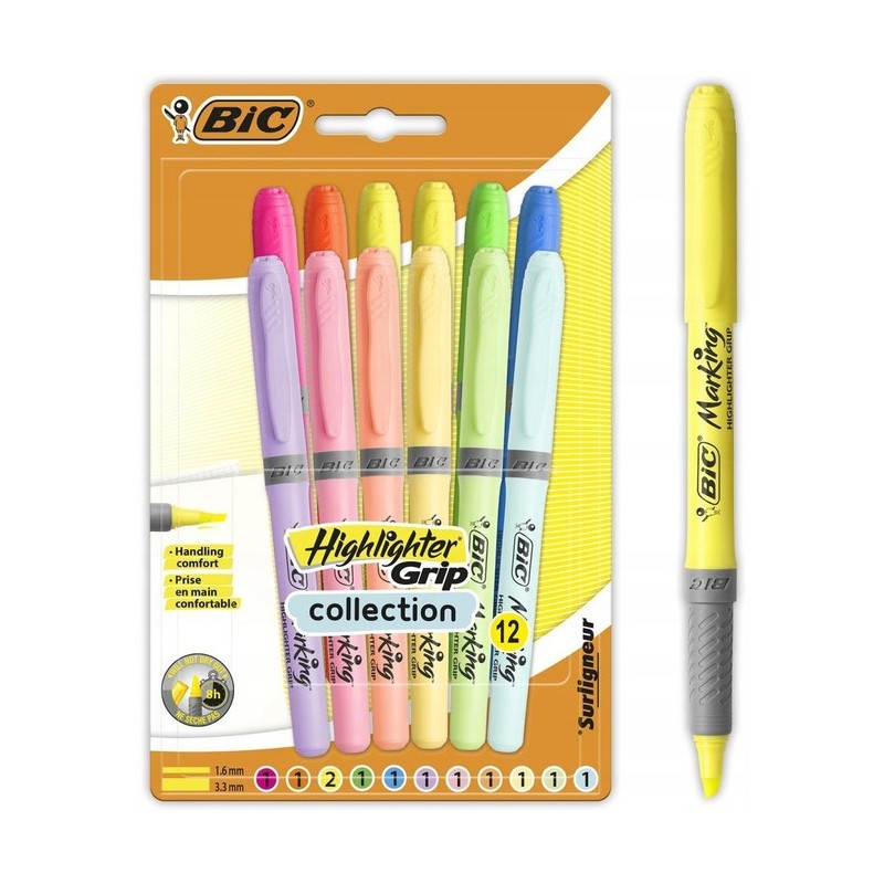 Zakreślacz HIGHLIGHTER GRIP 6x pastel, 6x neon 992562 BIC