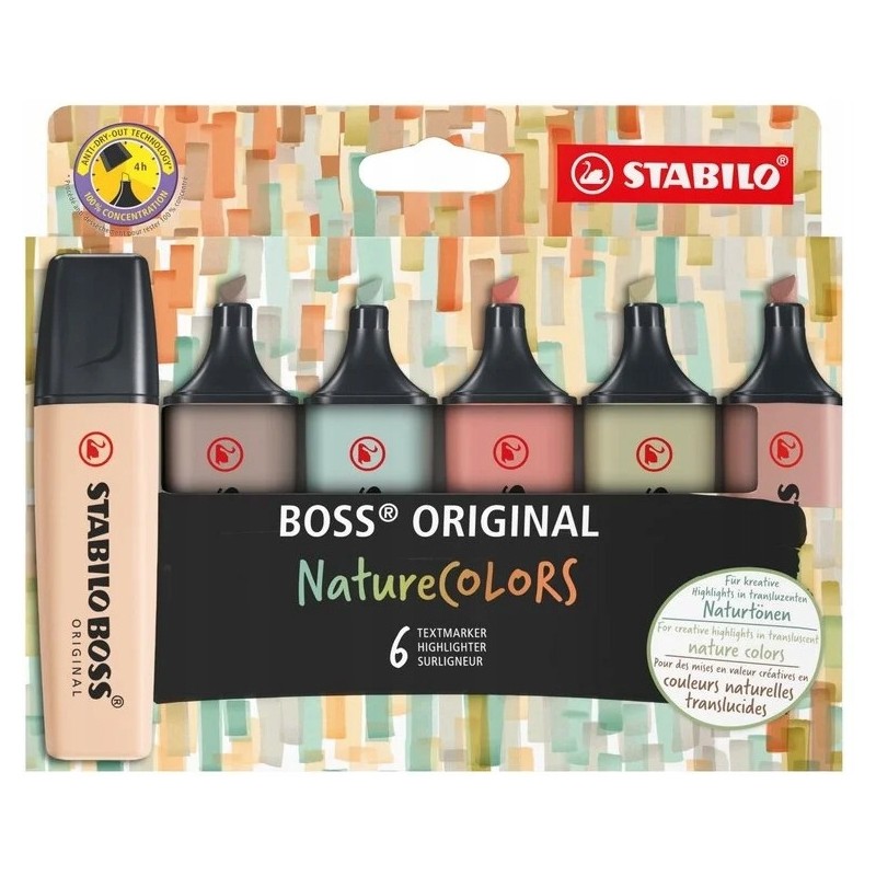 Zakreślacz BOSS ORIGINAL Nature COLOURS 70/6-2-2 mix 6 kolorów