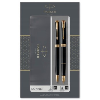 Komplet pióro wieczne + długopis SONNET czarna laka GT PARKER 2093371