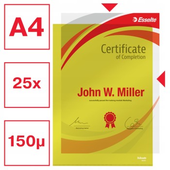 Ofertówki krystaliczne na dokumenty A4 150mic 25 sztuk żółte 55431 ESSELTE