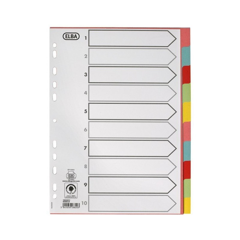 Przekładki do segregatora kartonowe A4 10 sztuk kolorowe 100204912 OXFORD