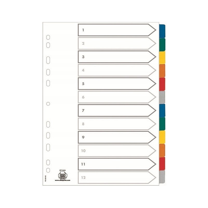 Przekładki kartonowe A4+ MYLAR 1-12 kolor 100204983 OXFORD