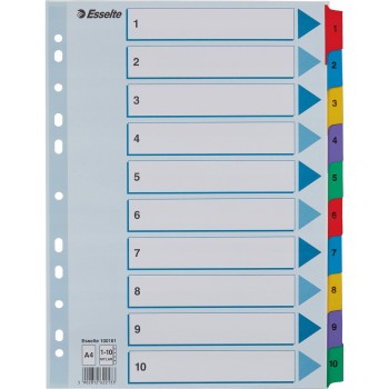 Przekładki kartonowe MYLAR A4 1-10 białe 100161 ESSELTE