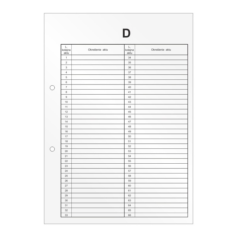 Przekładki do akt osobowych D Wkład do segregatora 10 arkuszy DRU-055D BIURFOL