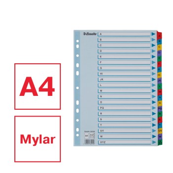 Przekładki kartonowe MYLAR A4 A-Z białe 100166 ESSELTE