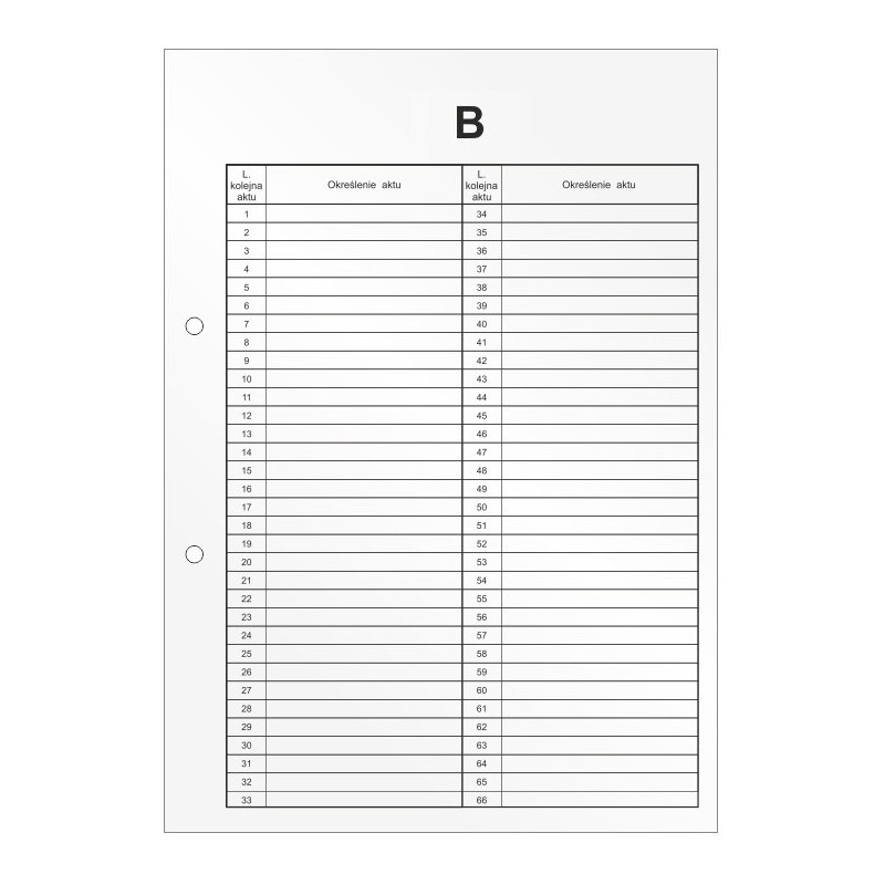 Przekładki do akt osobowych B Wkład do segregatora 10 arkuszy DRU-055B BIURFOL