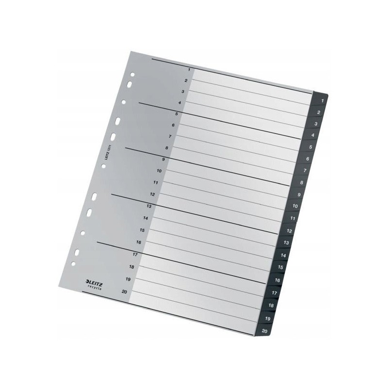 Przekładki Recycle 1 - 20, A4, PP, czarne 12110000 LEITZ